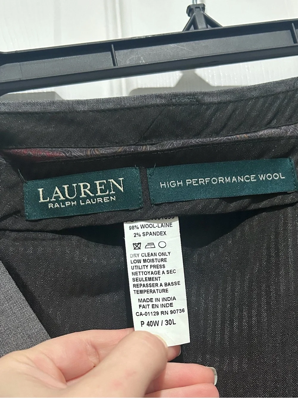 Lauren Ralph Lauren Gray Dress Pants Men 40x30 Flat Front Classic Fit Trousers